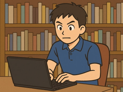 青年がWindows11起動トラブルを直そうと奮闘しているイメージ画像