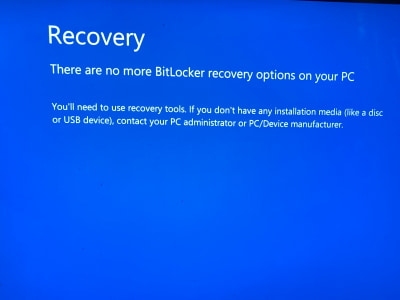 There are no more BitLocker recovery option画面