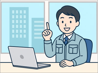 若いエンジニアが修復の方法について解説しているイラスト